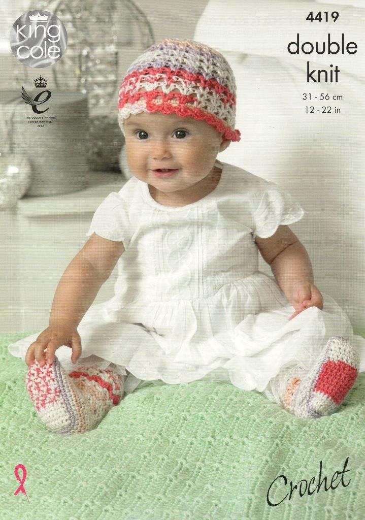 King Cole 4419 Crochet Hat, Scarf, Shoes, Socks & Blanket