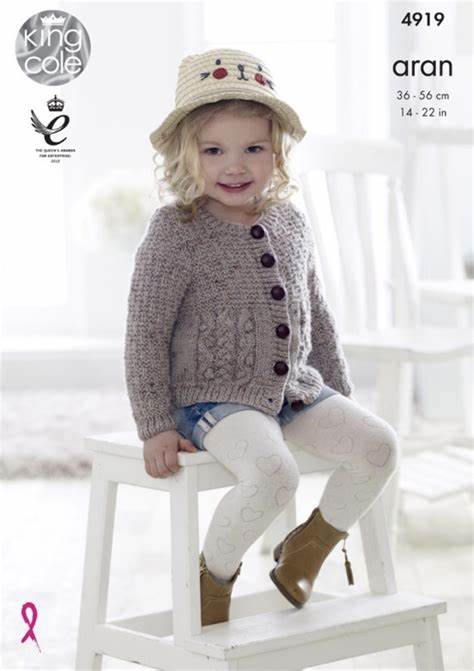 King Cole 4919 Childrens Cardigan and Slipover