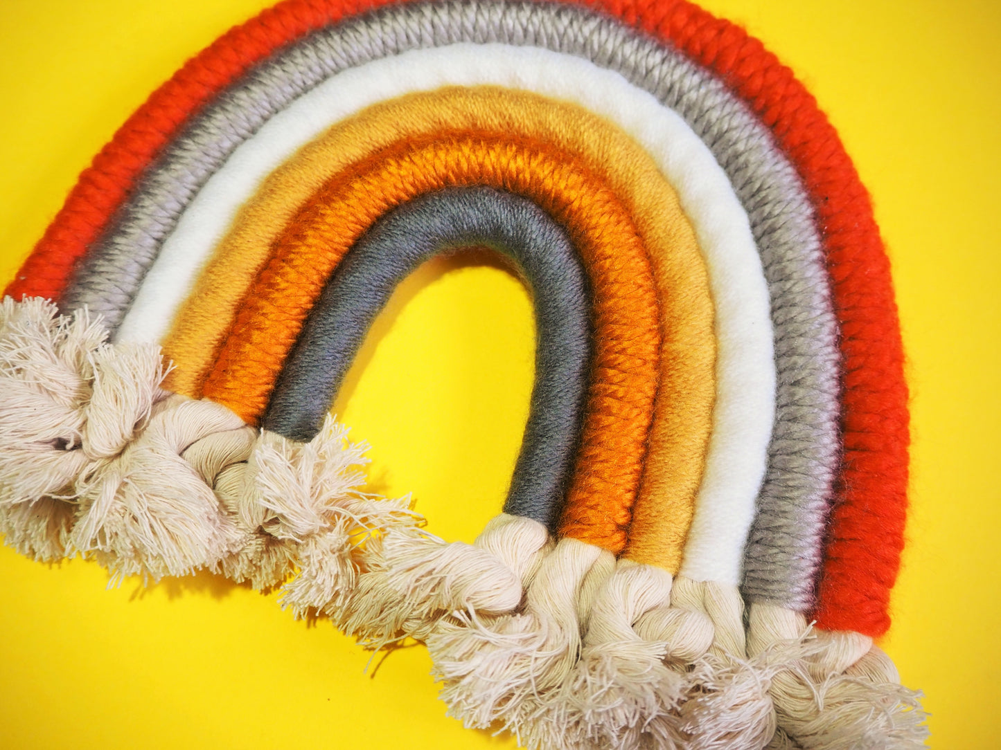 Shades of Orange and Yellow, Rope Rainbow Wall Hanging