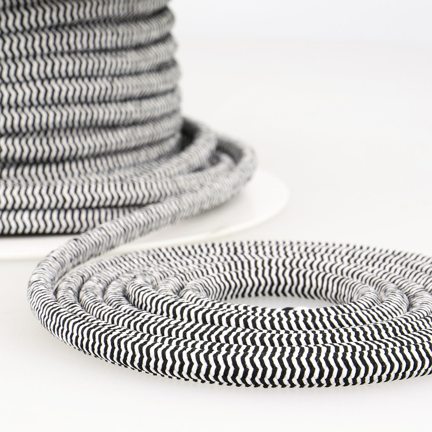Elastic Cord 5mm Black and White