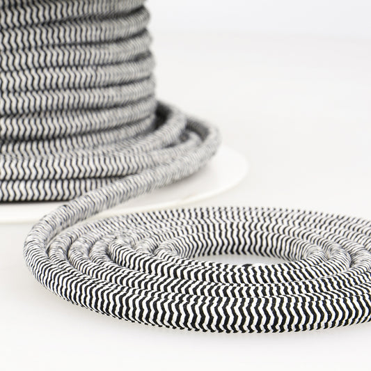 Elastic Cord 5mm Black and White