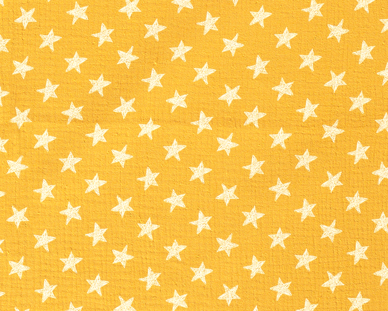 100% Cotton Double Gauze - Star - Mustard